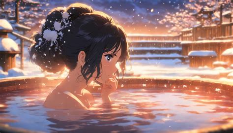 anime girl   hot tub   snow seaart ai