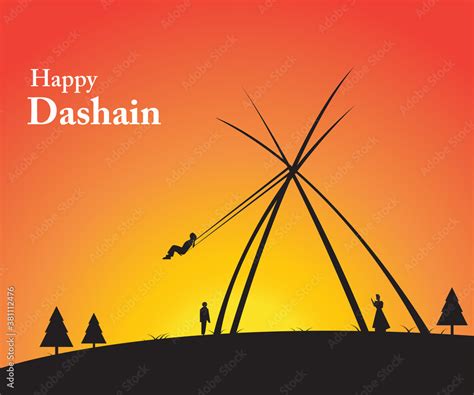 Vector illustration of peoples celebrating Dashain festival by playing swing. Stock Vector ...