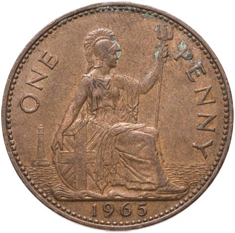 Монета Великобритания 1 пенни (penny) 1965 стоимостью 420 руб.
