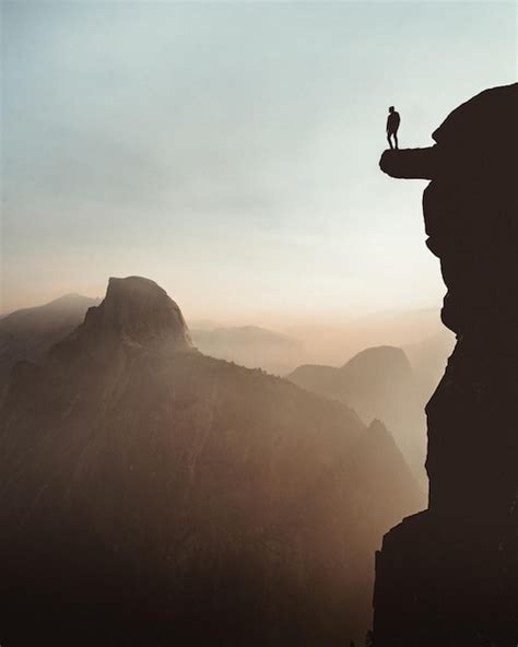 premium photo standing   edge  yosemite