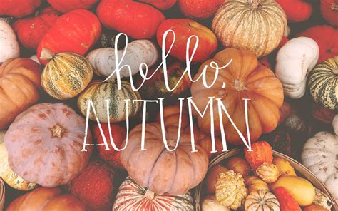 the words hello autumn are surrounded by pumpkins and gourds in ...