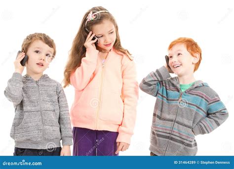 Happy Children Talking On Mobile Phones Stock Image | CartoonDealer.com ...