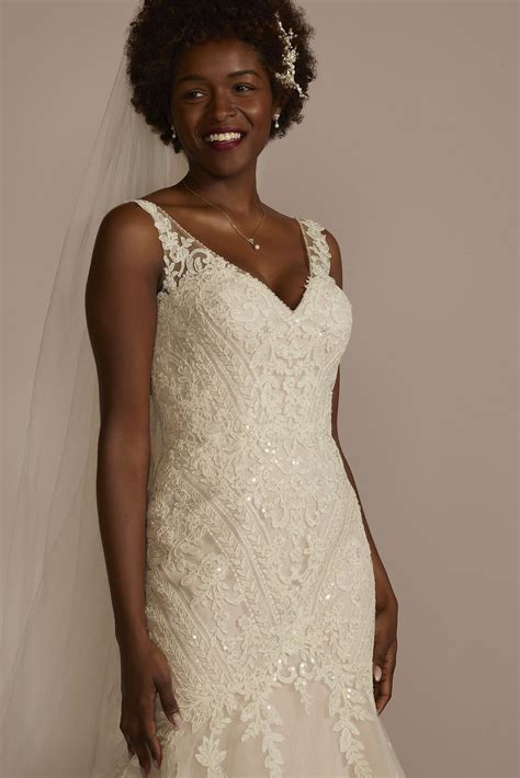 Multi-Lace Tank V-Neck Mermaid Wedding Dress STYLE# CWG963 - Onedaybride