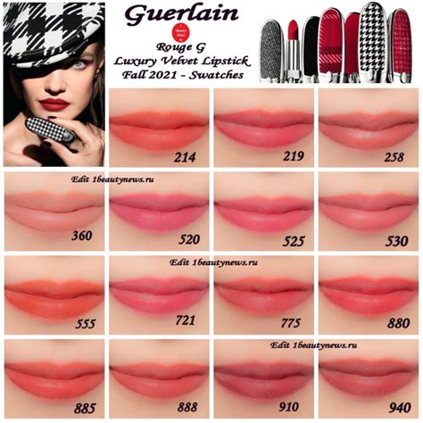Свотчи новых губных помад Guerlain Rouge G Luxury Velvet Lipstick Fall ...