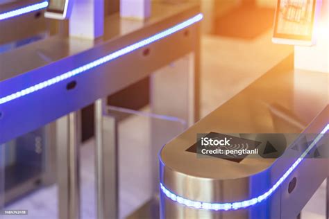 modern electronic entrance gate door stock photo  image