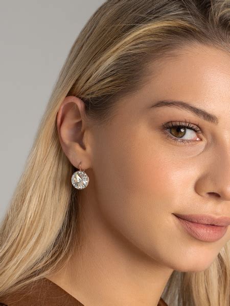 Крупные серьги ENIGME с камнем Swarovski, сережки с прозрачными ...