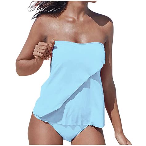 Strapless One Piece Swimsuits for Women Tube Top Bandeau Bathing Suits