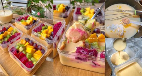 buat puding buah kastard sedap resipi mudah tak guna