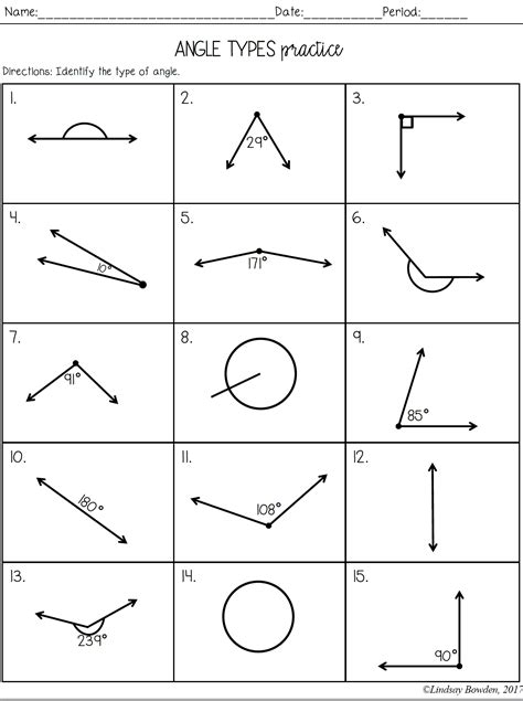 Identifying Types Of Angles Worksheet