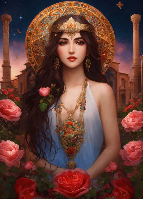 Lexica - Armenian Goddess Astlik Astłik Astghik beauty water roses star