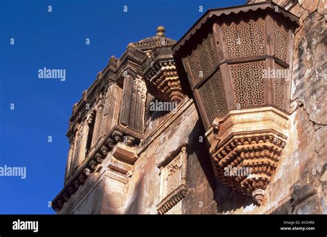 windows   aina mahal  palace  bhuj gujarat india stock
