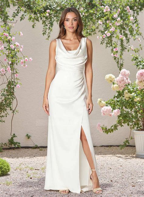 Minimalistic Cowl Neck Sleeveless Stretch Chiffon Bridesmiad Dresses