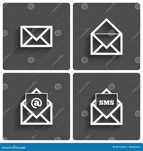 Icônes De Courrier. Symbole De Sms De Courrier. Au Signe. Lettre