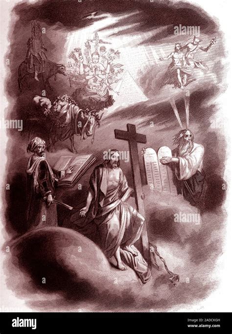 Faith, 19th Century conceptual image. 1874 illustration depicting ...