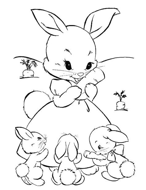 Free rabbit drawing to print and color - Rabbit & Bunny Coloring Pages