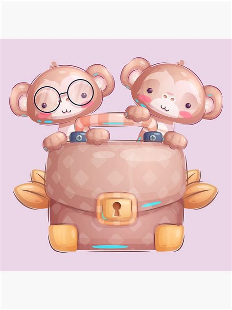 poster monos  bolsa dibujo infantil de dibujos animados lindo