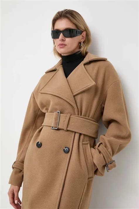 MICHAEL Michael Kors płaszcz wełniany kolor brązowy przejściowy ...