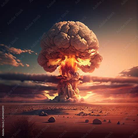 nuclear explosion   desert atom bomb explosion  mushroom cloud
