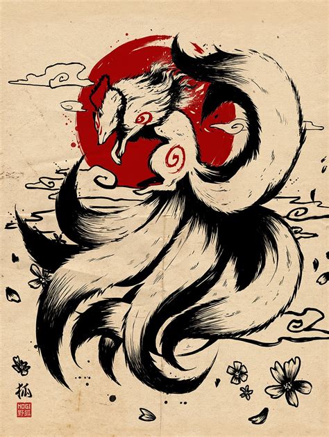 Kitsune Fox Poster 30x40cm Japanese Art Wall Decoration - Etsy