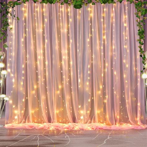 Htper Pink Tulle Backdrop Curtains with Lights - Perfect India | Ubuy