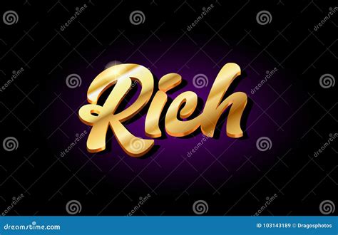 Rich 3d Gold Golden Text Metal Logo Icon Design Handwritten Typo Stock ...