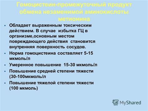Презентация на тему: "Гомоцистеин-промежуточный продукт обмена ...