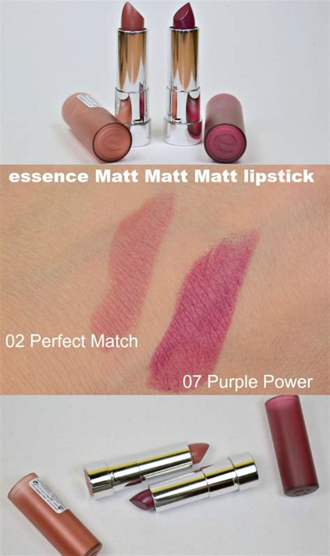Essence Matt Matt Matt lipstick 02 Perfect Match & 07 Purple Power ...