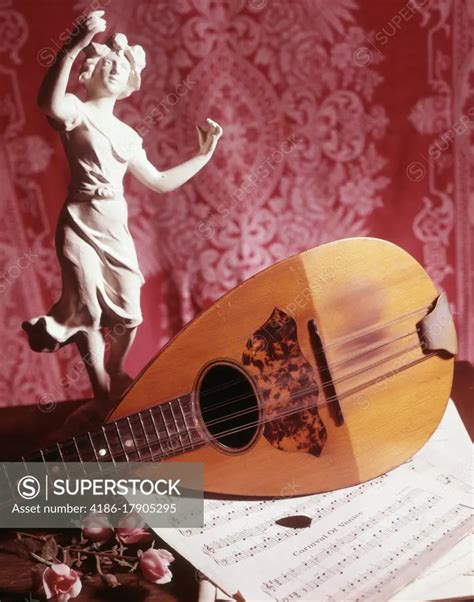 1970s ITALIAN BOWL BACK MANDOLIN SHEET MUSIC SCORE DRIED ROSES PLASTER ...
