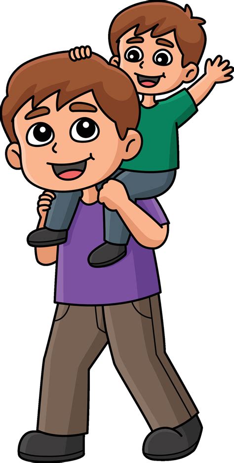 Father Carrying his Son Cartoon Colored Clipart 25376273 Vector Art at