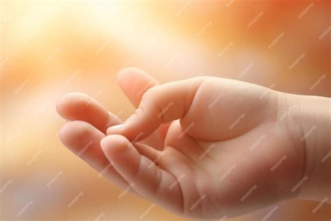 premium ai image closeup  tiny hand   baby holding finger gently
