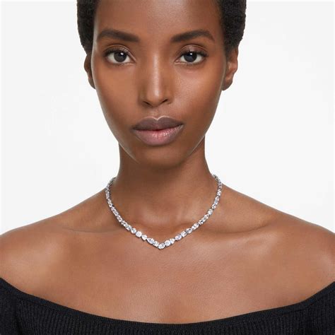 mesmera necklace mixed cuts white rhodium plated swarovski
