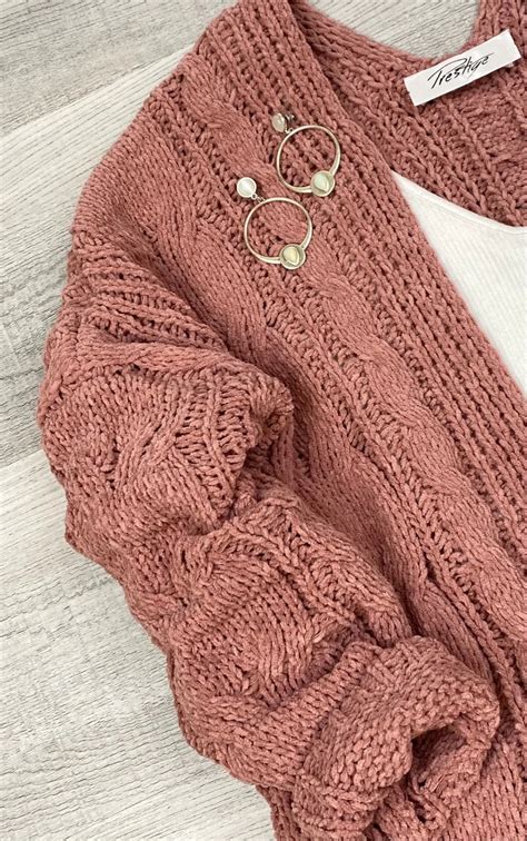 Super Soft Cable knit Cardigan sweater - Mocha – PRESTIGE