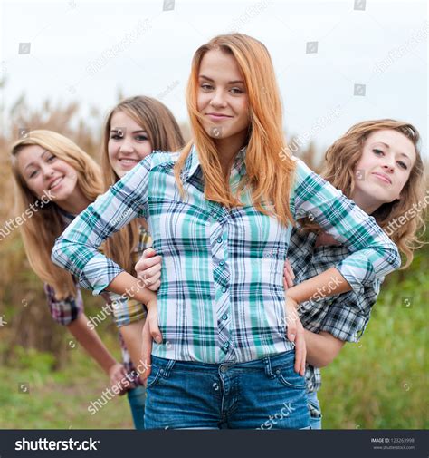 Four Happy Teenage Girls Friends Stock Photo 123263998 : Shutterstock