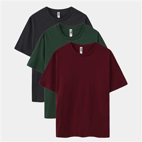 Unisex Solid 3-Pack Crew Neck（Black/Spruce Green/Rich Wine） – ECOTONE