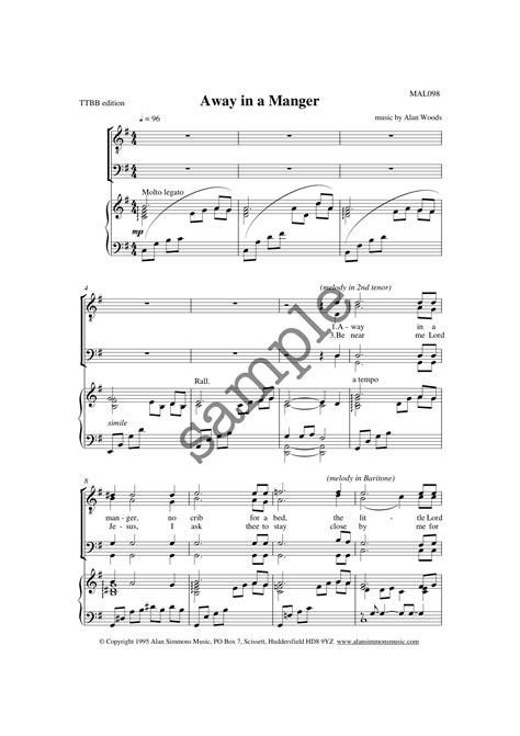 Away in a Manger - TTBB - Alan Simmons Music - Choral Sheet Music for