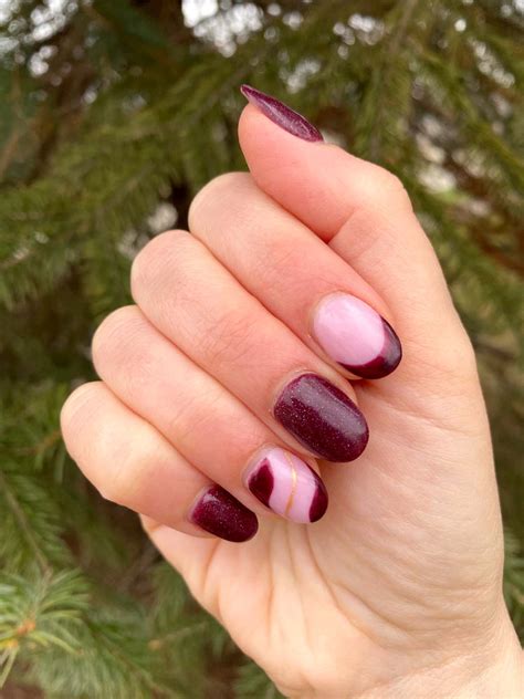burgundy nail color design 8
