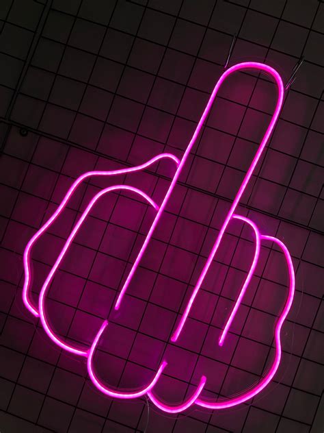 Middle Finger Icon Neon Sign, Neon Art, Middle Finger Neon Led, Room ...