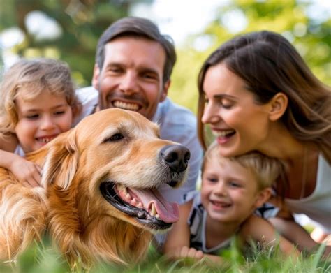 Happy Family Playing With Dog In Grassy Park 