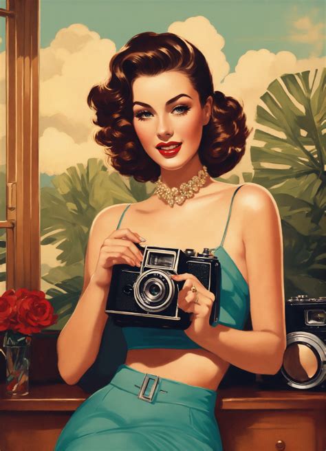 Lexica - A nostalgic pin-up illustration featuring a glamorous woman
