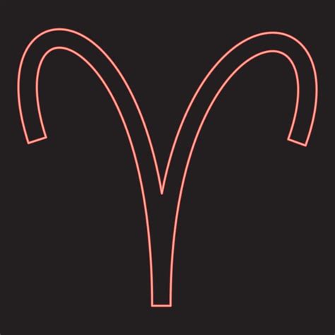 Neon aries symbol red color vector illustration image flat style ...