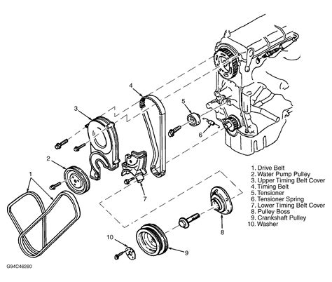 1994 Kia Sephia Serpentine Belt Routing and Timing Belt Diagrams