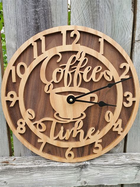 Coffee Decor, Coffee Clock, Modern Farmhouse Wall Decor, Kitchen Wall ...