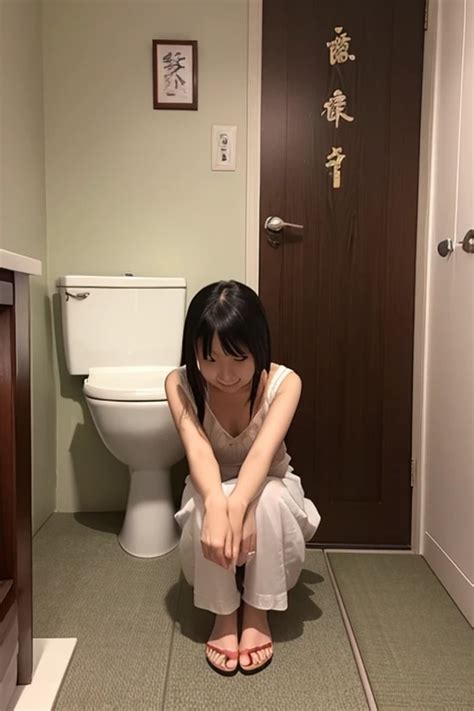 japanese woman   years  pees   japanese style toilet