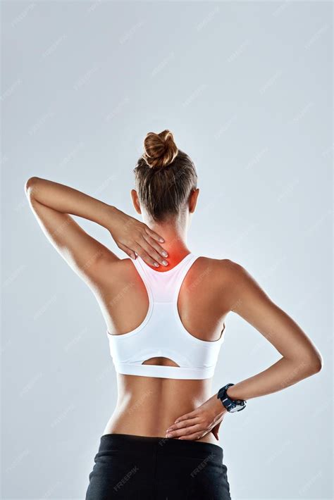 Premium Photo | Woman athlete and neck pain in studio inflammation and