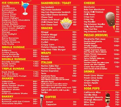 Menu at Urban Cafe, Hyderabad, Kundanbagh