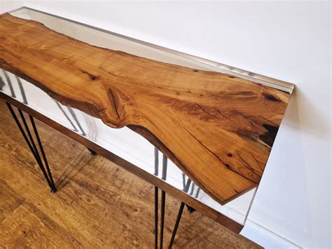 Unique Handmade Luxury Cherry Wood & Epoxy Resin Console Table - Etsy