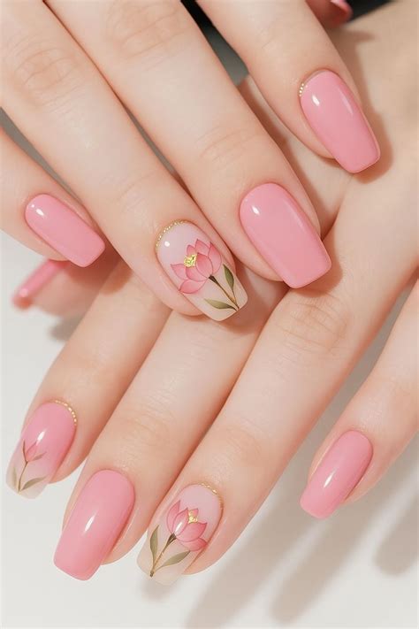 elegant pink floral nail art  spring   floral nail art