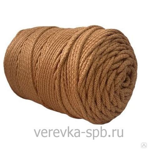 Шнур полиэфирный 5 мм, 200 м, универсальный, с сердечником, бежевый ...
