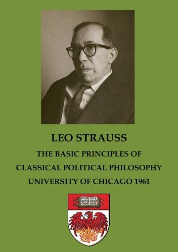 LEO STRAUSS Basic Principles Of Classical Political Philosophy [ 1961 ...