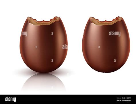 chocolate egg bitten realistic vector illustration easter chocolate